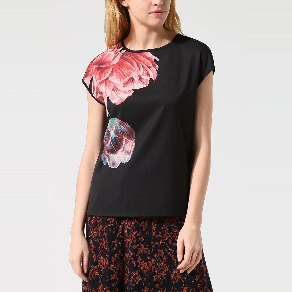 Ted Baker Black Tee with Pink Floral Design